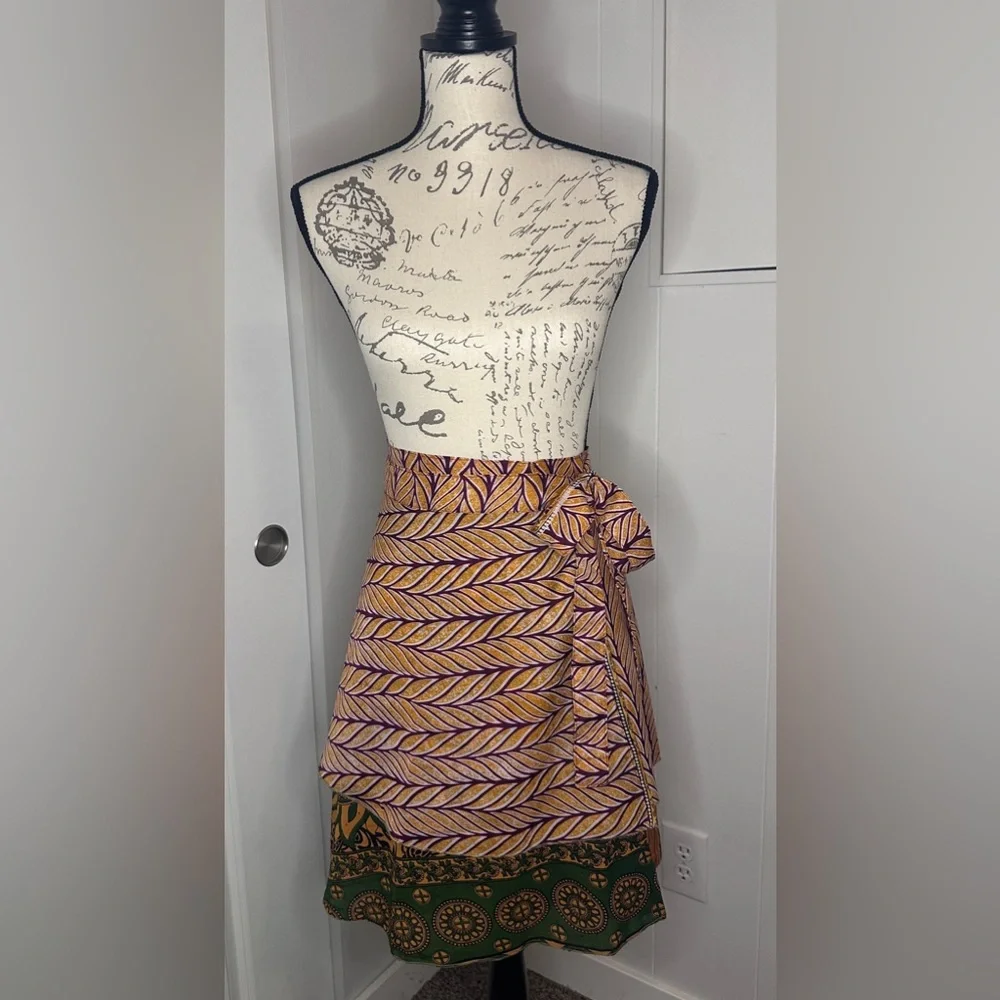 EARTHBOUND Purple and Gold A-Line Wrap Skirt - Picture 2 of 5